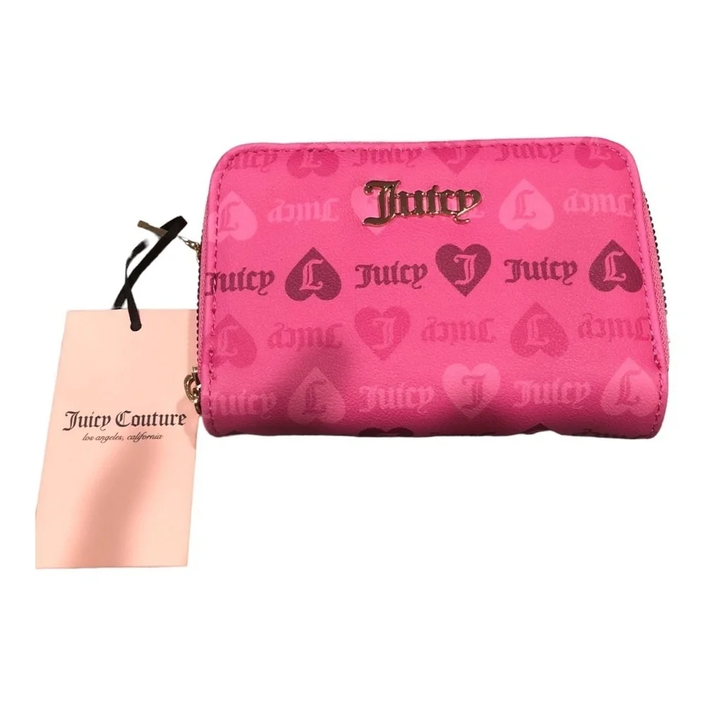Juicy Couture juicy pink girls just‎ wanna have fun double zip around wallet new
